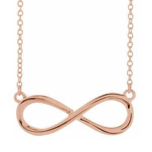 14k Rose Gold Polished Infinity Necklace, 16-18 Inch